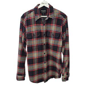FILSON Mens Long Sleeve Button Up Thick Flannel Work Shirt, Shacket,Plaid, Small